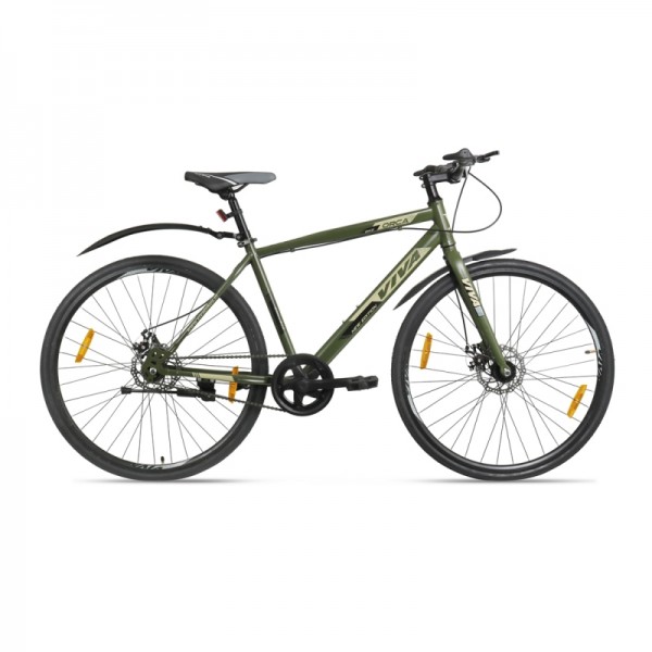 Viva Orca 700C Steel Single Speed Hybrid Bike for Adults with Dual Disc Brakes